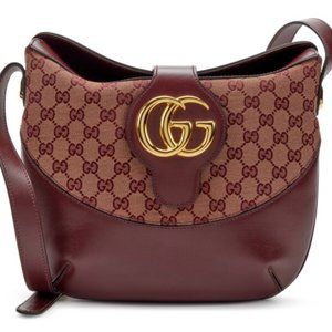 Gucci GG Canvas Arli Medium Shoulder Bag in Burgundy